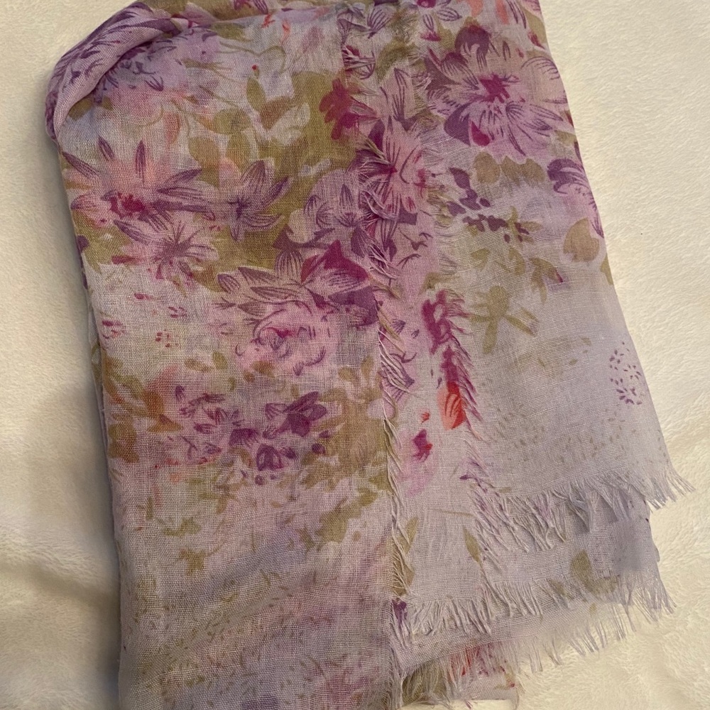 Purple/ white scarf with flowers